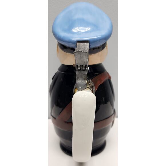 M.S.R. Imports Policeman Mug, Ceramic, Pewter Lid, Hand Painted, 8.25" Vintage - Picture 7 of 16